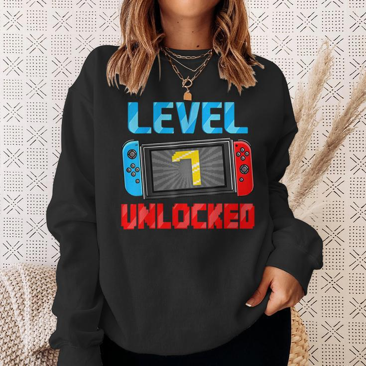 Level 7 Unlocked Gamer 7Th Birthday Video Game Boys Sweatshirt Gifts for Her