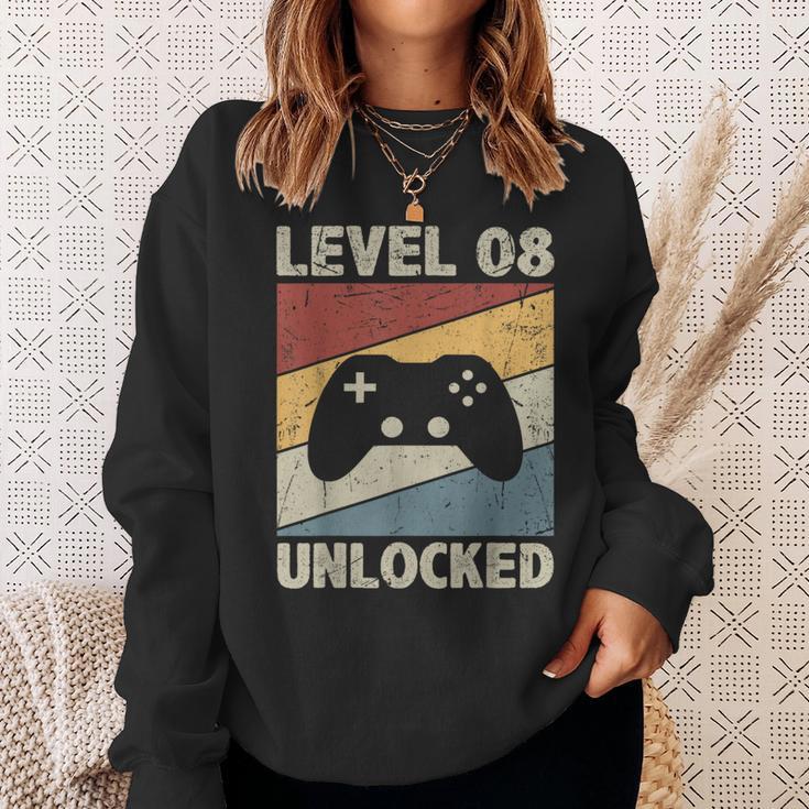 Level 8 Unlocked Video Gamer 8Th Birthday Vintage Sweatshirt Gifts for Her