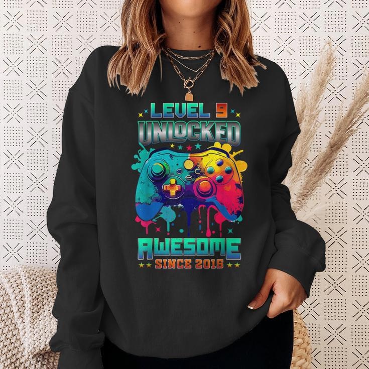 Level 9 Unlocked Gamer 9Th Birthday Awesome Since 2015 Sweatshirt Gifts for Her