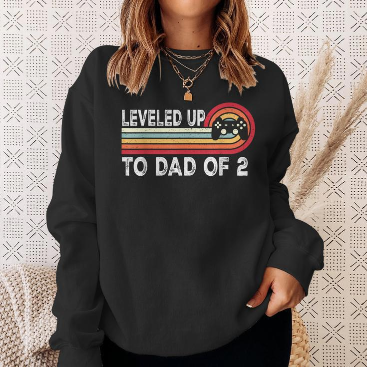 Leveled Up To Dad Of 2 Daddy Again Pregnancy Announcement Sweatshirt Gifts for Her