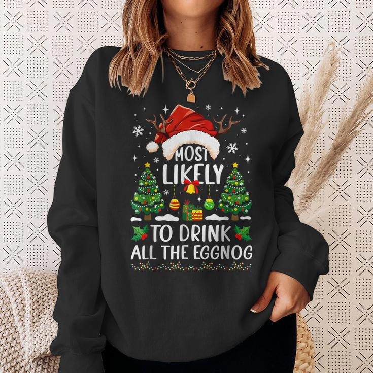Most Likely To Drink All The Eggnog Christmas Matching Sweatshirt Gifts for Her