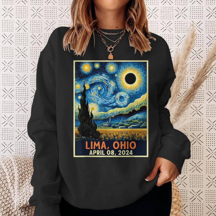 Lima Ohio Total Solar Eclipse 2024 Starry Night Van Gogh Sweatshirt Gifts for Her