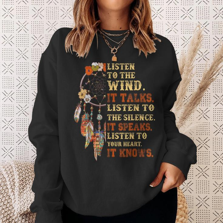 Listen To The Wind It Talks Native American Proverb Quotes Sweatshirt Gifts for Her