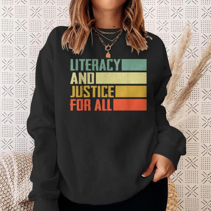 Literacy And Justice For All Retro Social Justice Sweatshirt Gifts for Her