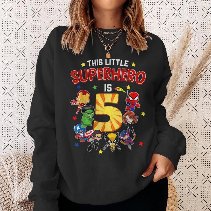 This Little Superhero Is 5 Birthday Superhero 5 Year Old Boy Sweatshirt Gifts for Her