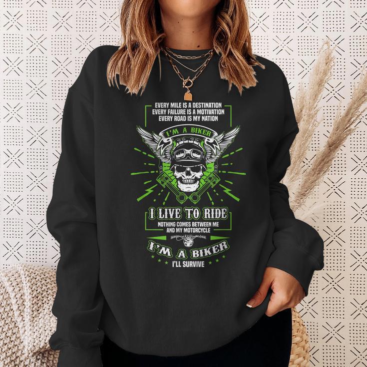 I Live To Ride Motorcycle Biker Gear Skull Weekend Warrior Sweatshirt Gifts for Her