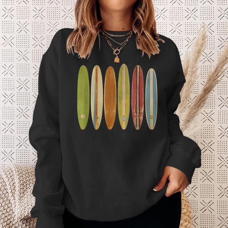 Longboard Surfboards Vintage Retro Style Surfing Sweatshirt Gifts for Her