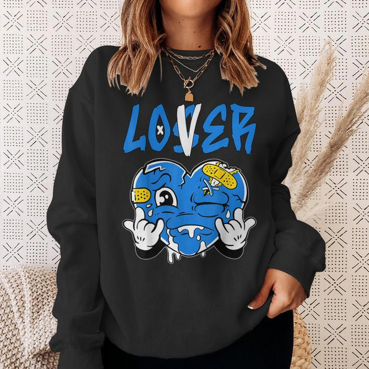 Loser Lover Blue Yellow Drip Heart Matching Outfit Women Sweatshirt Gifts for Her