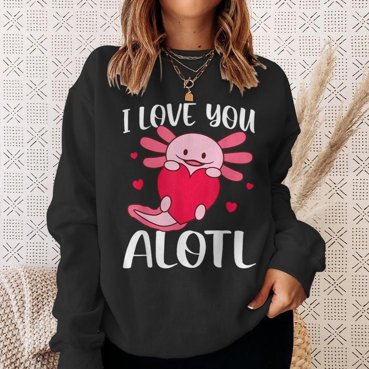 I Love You Alotl Heart Valentines Day Axolotl Girls Sweatshirt Gifts for Her