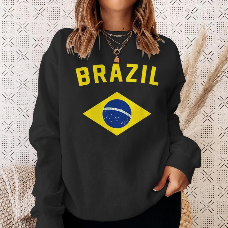 I Love Brazil Minimalist Brazilian Flag Sweatshirt Gifts for Her