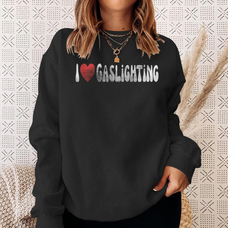 I Love Gaslighting I Heart Gaslighting Cool Gaslight Vintage Sweatshirt Gifts for Her