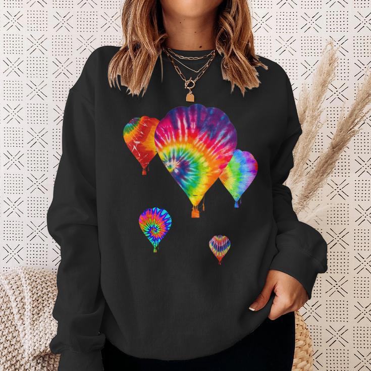 Love Hot Air Balloon Tiedye Ballooning Hobby Wear Dark Sweatshirt Gifts for Her