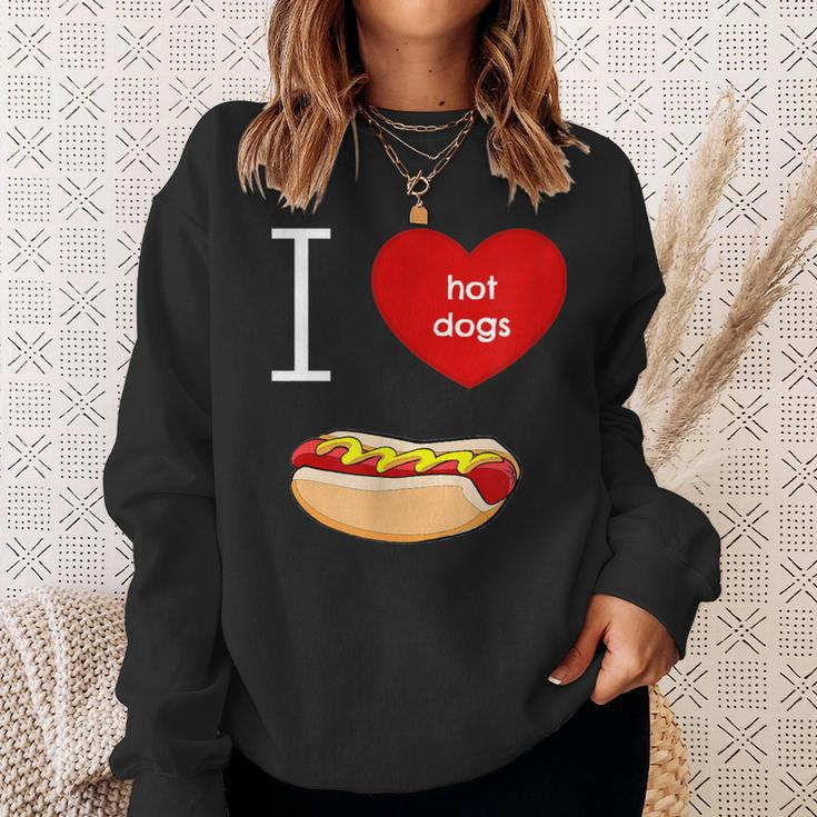I Love Hot Dogs I Heart Hot Dog Sausage Lover'sSweatshirt Gifts for Her