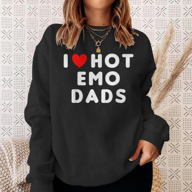 I Love Hot Emo Dads Red Heart Sweatshirt Gifts for Her