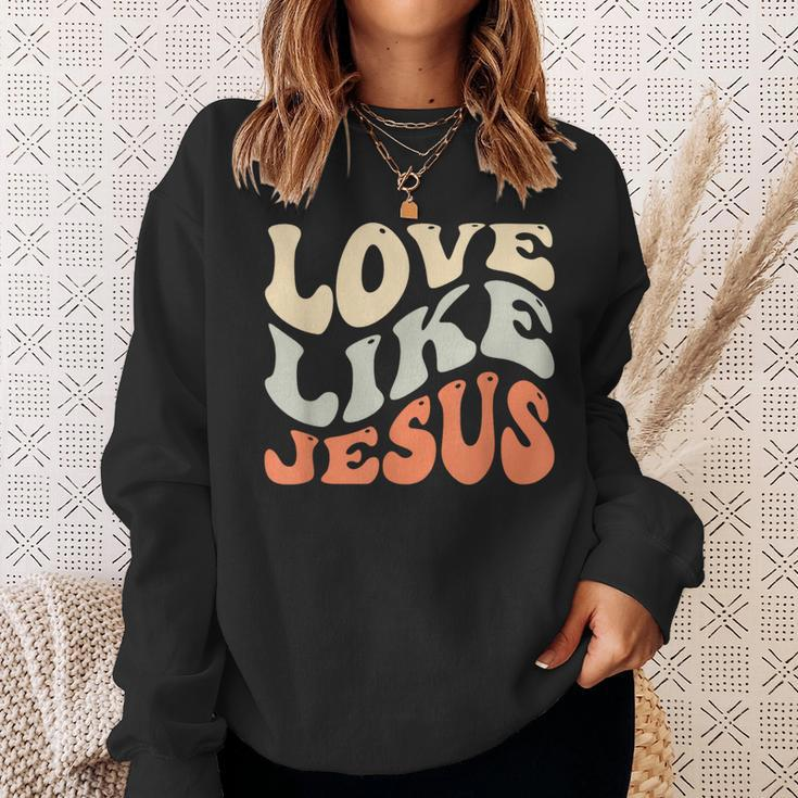 Love Like Jesus Retro Vintage Colours Sweatshirt Geschenke für Sie