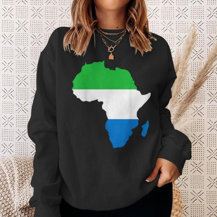 Love Sierra Leone With Sierra Leonean Flag In Africa Map Sweatshirt Gifts for Her