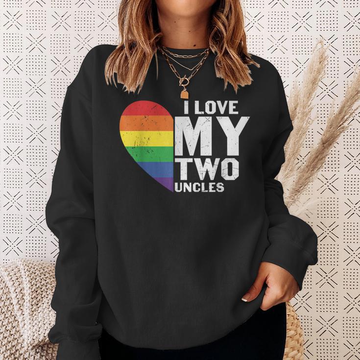 I Love My Two Uncles Family Matching Lgbtq Gay Uncle Pride Sweatshirt Gifts for Her