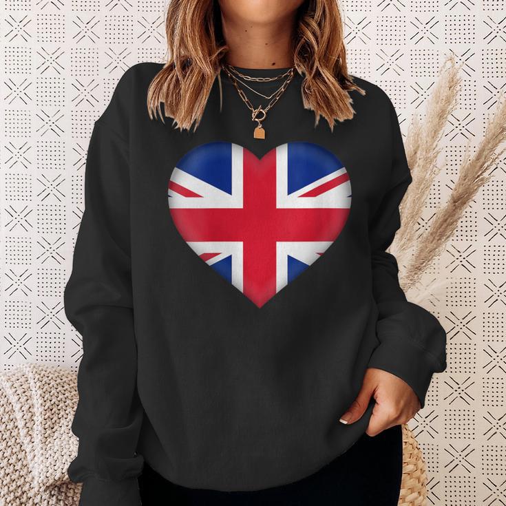 I Love United Kingdom Uk British Flag Heart Outfit Sweatshirt Gifts for Her