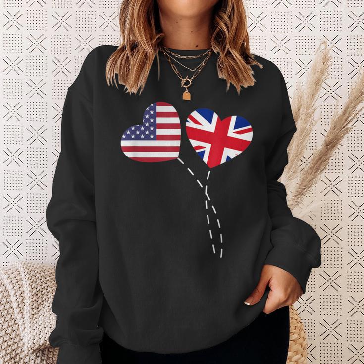 Loving Usa United Kingdom Flag Heart British Americans Love Sweatshirt Gifts for Her