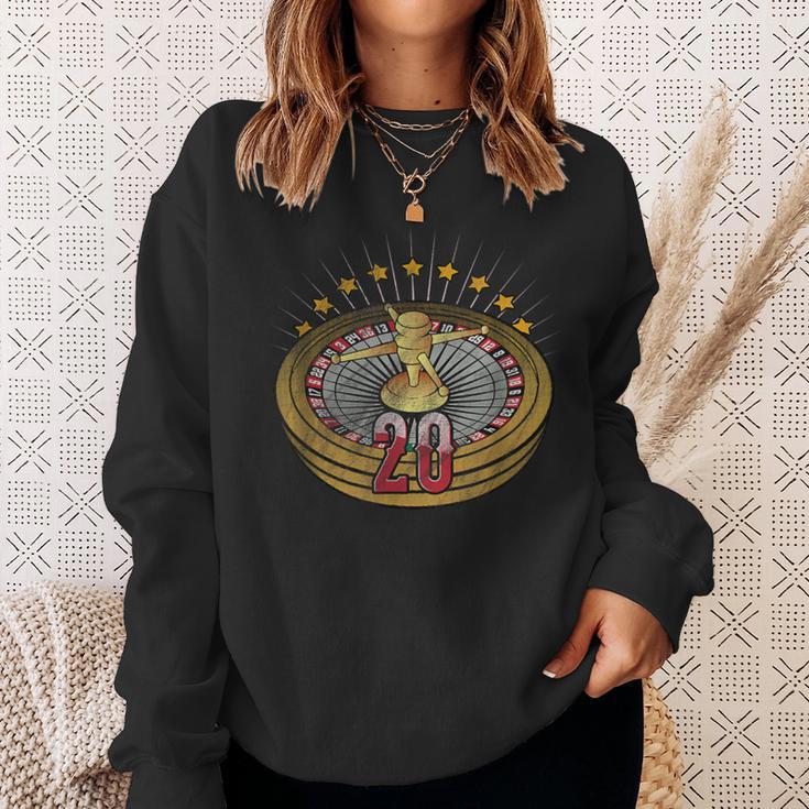 Lucky Number 20 S Roulette Wheel Gambling Distressed Sweatshirt Gifts for Her