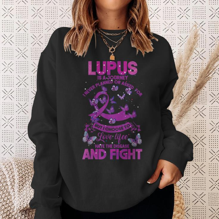 Lupus Awareness Warrior Love Life Hate The Disease And Fight Sweatshirt Gifts for Her