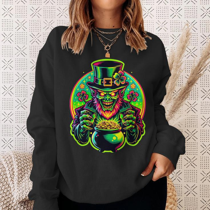 Lurking Leprechaun Lore St Patrick's Day Horror Sweatshirt Gifts for Her