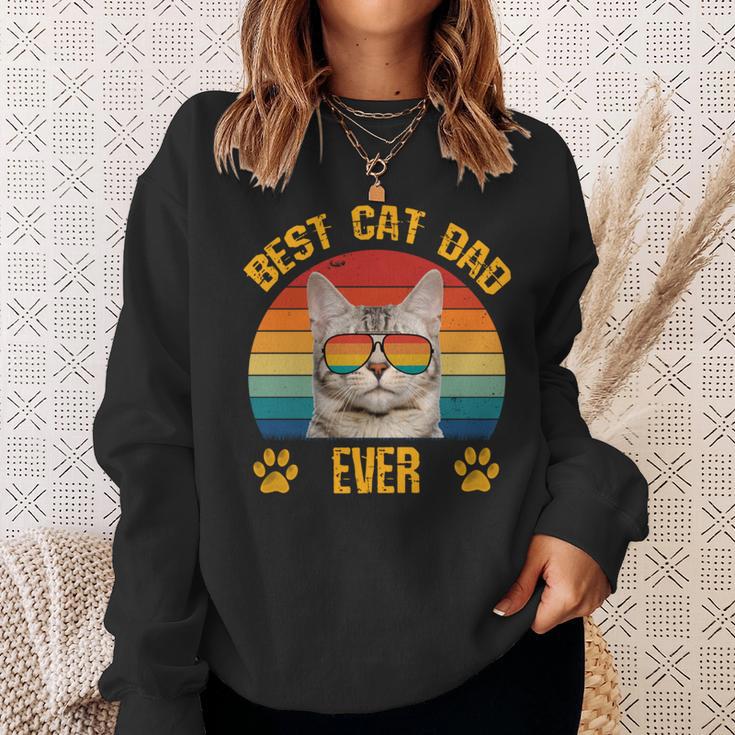 Lustige Katzeatertag Retrointage Papa Best Cat Dad Ever Sweatshirt Geschenke für Sie