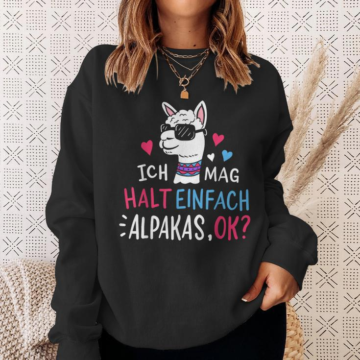 Lustiges Alpaka Fan Sweatshirt: 'Ich mag halt einfach Alpakas, OK?' Schwarz Geschenke für Sie