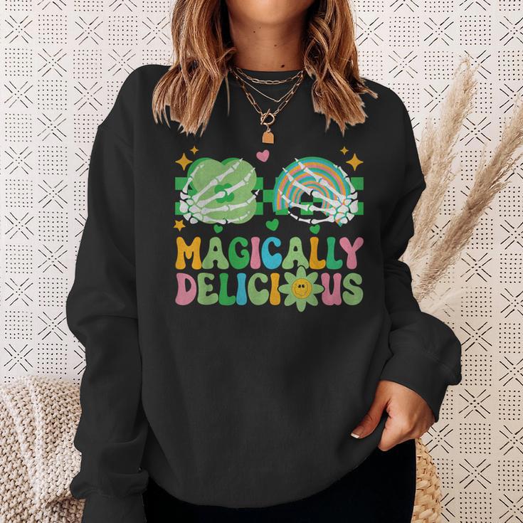 Magically Delicious Hippie St Patrick's Day Skeleton Charms Sweatshirt Gifts for Her