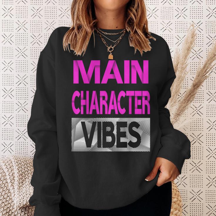 Main Character Vibes Pink Color Graphic Sweatshirt Gifts for Her