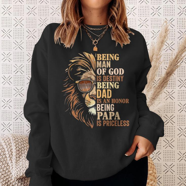 Being Man Of God Is Destiny Being Dad Is An Honor Lion Judah Sweatshirt Gifts for Her