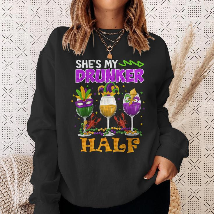 Mardi Gras Outfit She's My Drunker Half Carnival Men Sweatshirt Gifts for Her