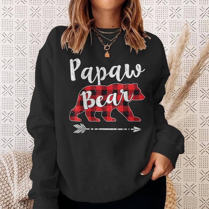 Matching Christmas Pajama Red Plaid Papaw Bear Sweatshirt Gifts for Her