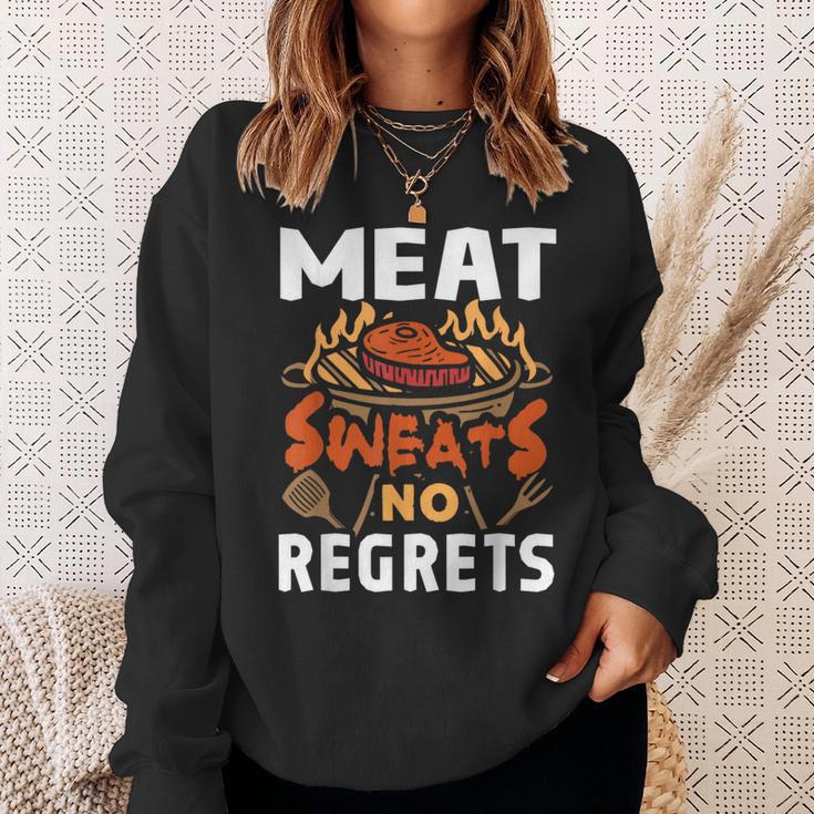 Meat Sweats No Regrets Barbecue Bbq Grill Bacon Sweatshirt Gifts for Her