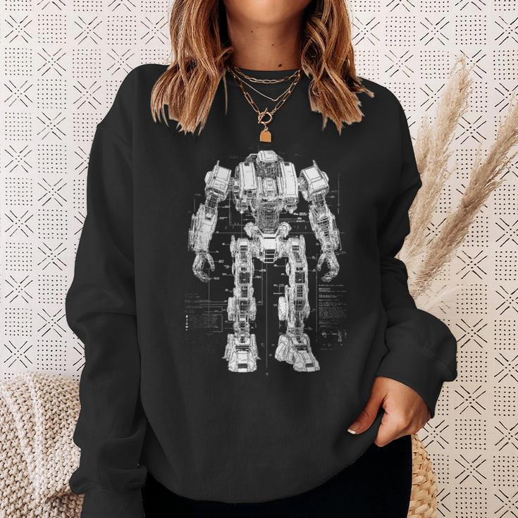 Mech Robot Sketch Drawing Sweatshirt Gifts for Her