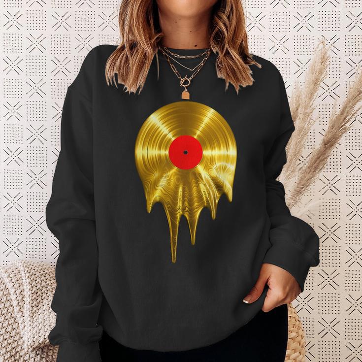 Melting Vinyl Record Gold Sweatshirt Gifts for Her