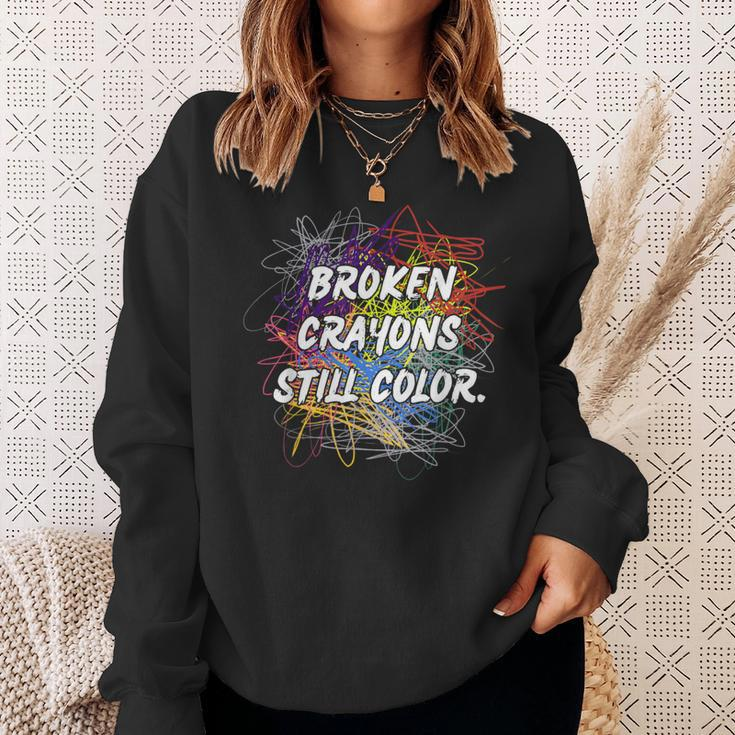 Mental Health Awareness Broken Crayons Still Color Supporter Sweatshirt Gifts for Her