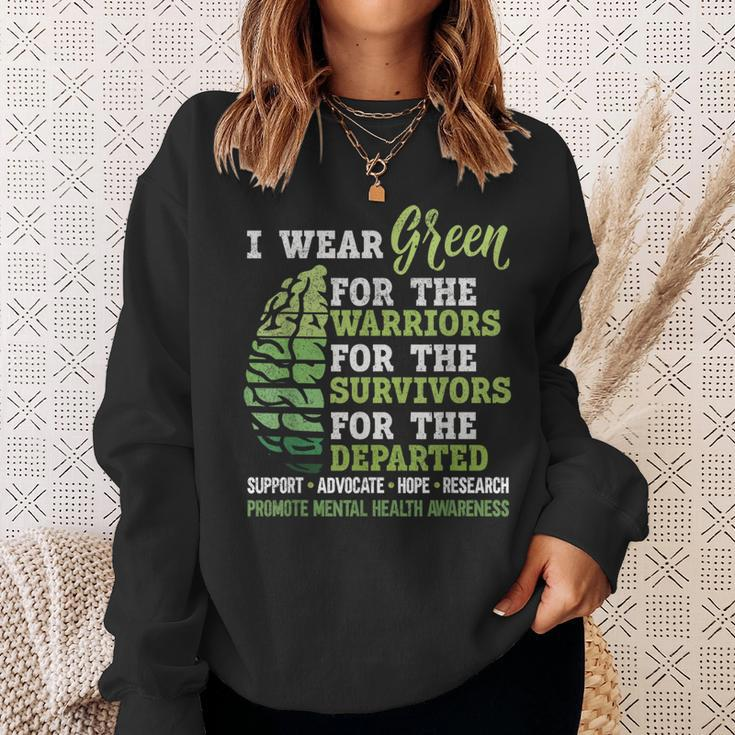 Mental Health Awareness Matters Support I Wear Green Warrior Sweatshirt Gifts for Her