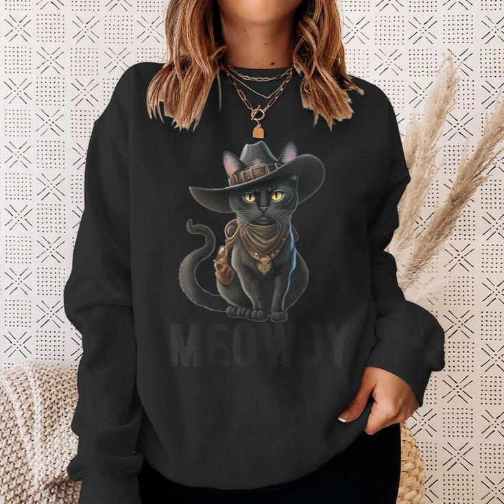 Meowdy Cat Country Music Kitten Cowboy Hat Vintage Sweatshirt Gifts for Her