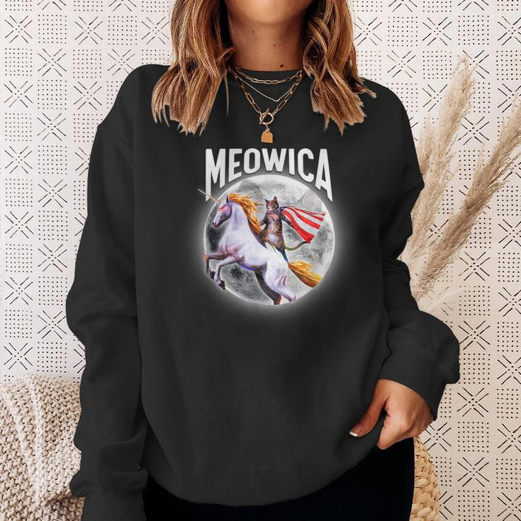 Meowica Total Solar Eclipse 2024 Cat Unicorn Sweatshirt Gifts for Her