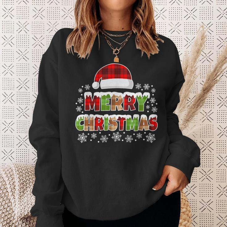 Merry Christmas Buffalo Plaid Xmas Sweatshirt Gifts for Her