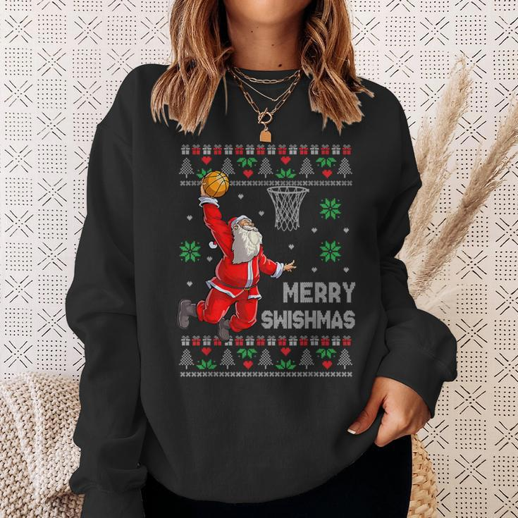 Merry Swishmas Santa Claus Christmas Basketball Lover Sweatshirt Gifts for Her