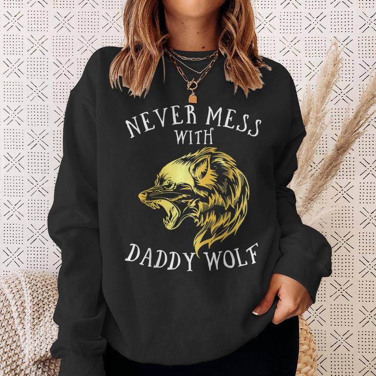 Never Mess With Daddy Wolf Dad Christmas Father's Day Sweatshirt Gifts for Her