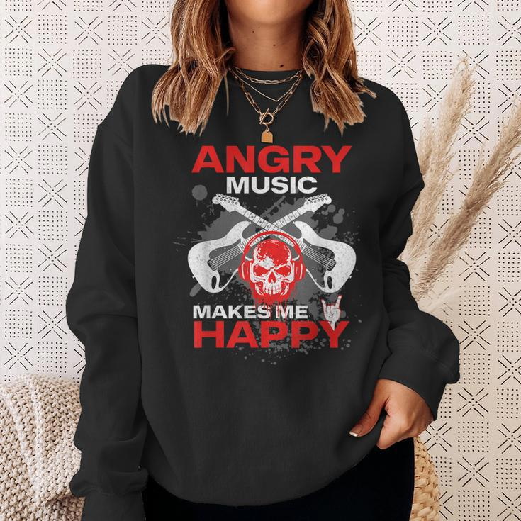 Metalhead Heavy Metal Angry Music Makes Me Happy Metal Fan Sweatshirt Gifts for Her