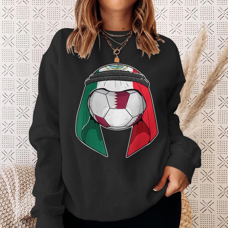 Mexico Flag Keffiyeh Soccer Ball Fan Jersey Sweatshirt Gifts for Her