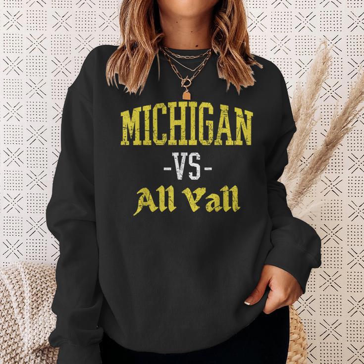 Michigan Vs All Y'all Throwback Vintage Sweatshirt Gifts for Her