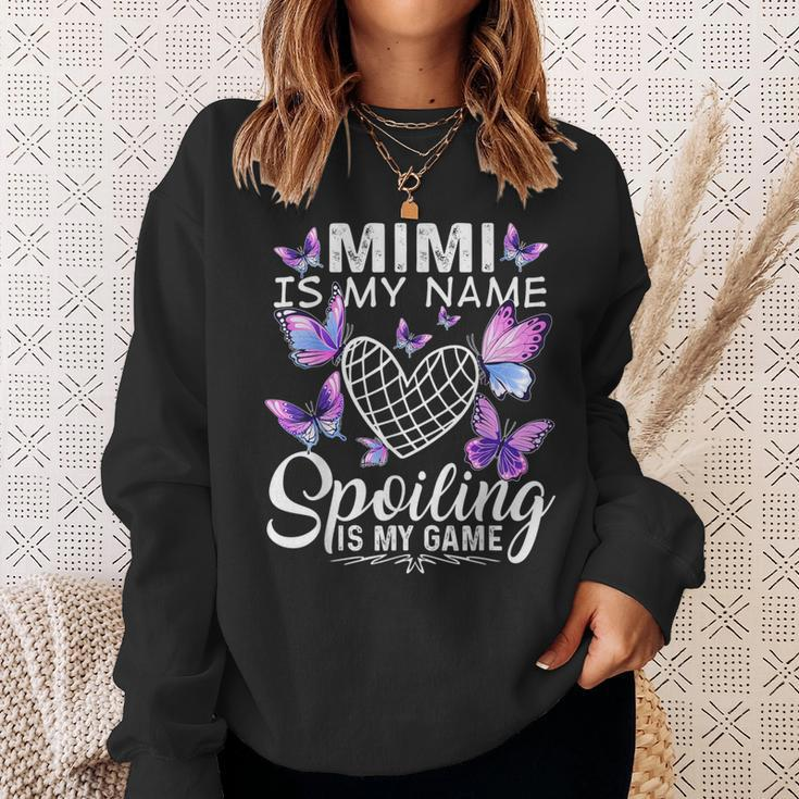 Mimi Is My Name Spoiling Is My Game Cute Butterflies Print Sweatshirt Gifts for Her