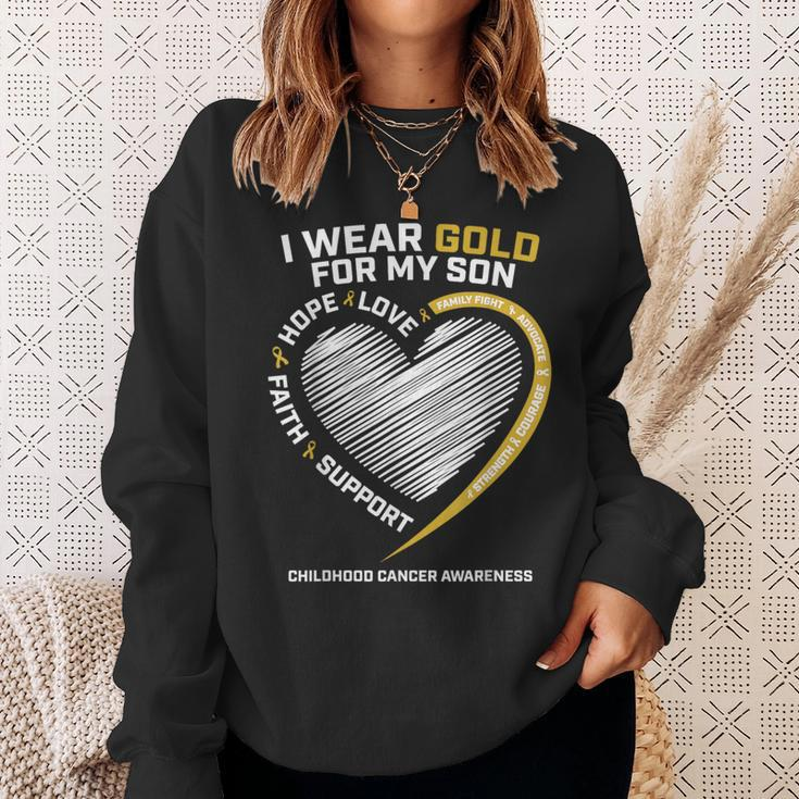 Mom Dad I Wear Gold For My Son Childhood Cancer Awareness Sweatshirt Gifts for Her