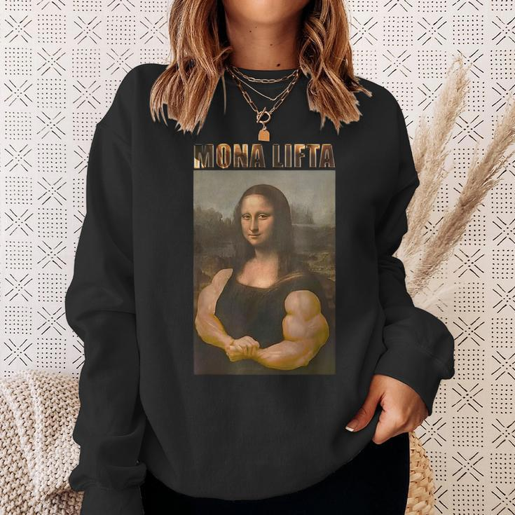 Mona Lifta Parodie Sweatshirt, Muskulöse Mona Lisa Fitness Humor Geschenke für Sie