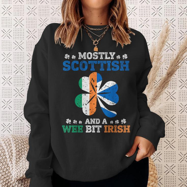 Mostly Scottish And A Wee Bit Irish St Patrick Day Sweatshirt Gifts for Her
